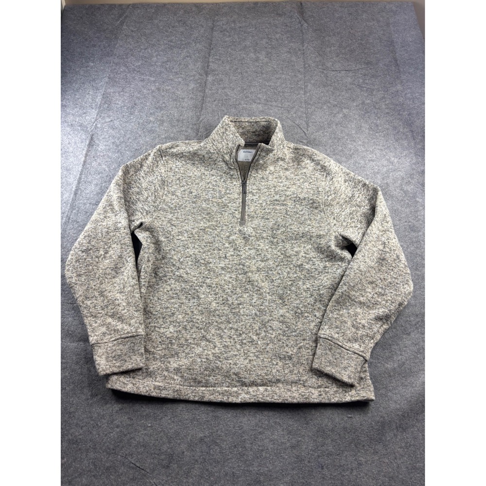 Old Navy Mens L Oatmeal Heather Marl Quarter Zip Sweater Fleece Pullover Granola